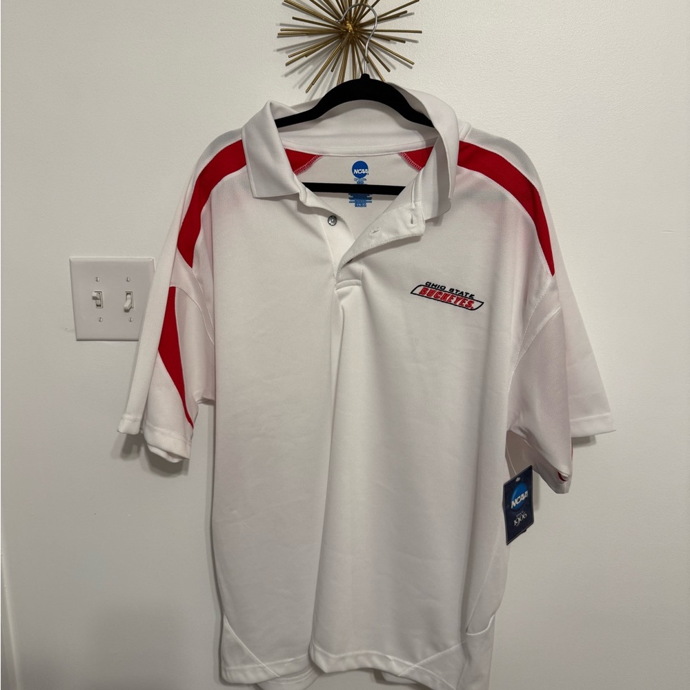 Ohio State Buckeyes White and Red Polo Shirt
